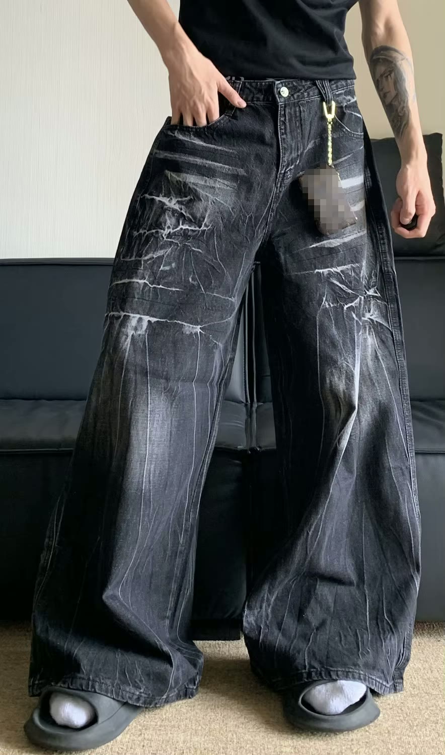 Y2K Streetwear Oversized Jeans American Retro Washing Pant Men's Loose Wide-leg Trousers