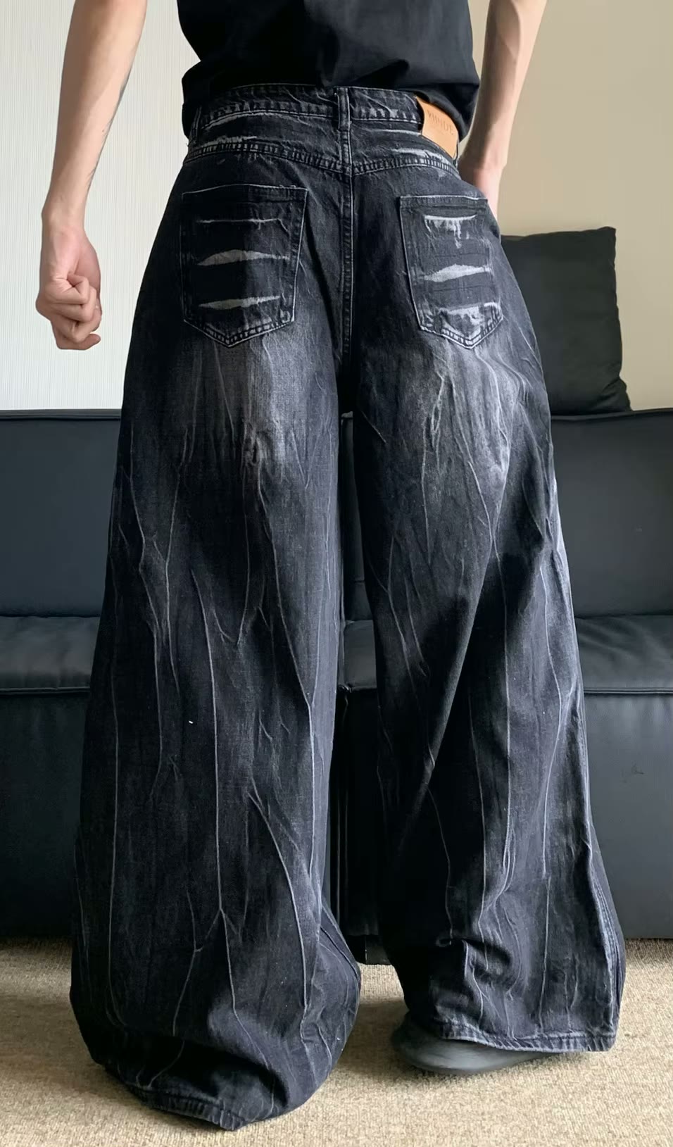 Y2K Streetwear Oversized Jeans American Retro Washing Pant Men's Loose Wide-leg Trousers