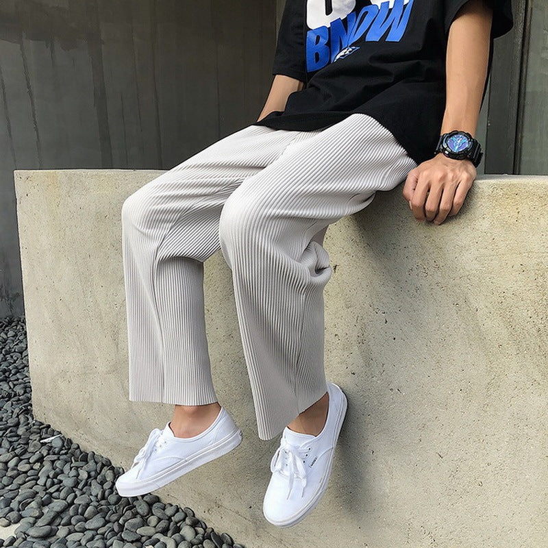 Mens Loose Pleated Fashion Comfort Pants