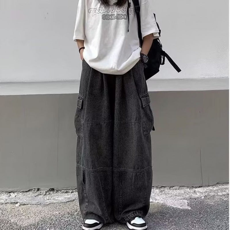 Mens Vintage Versatile Workwear Wide Leg Jeans