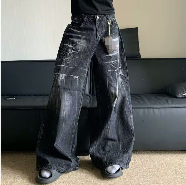 Y2K Streetwear Oversized Jeans American Retro Washing Pant Men's Loose Wide-leg Trousers