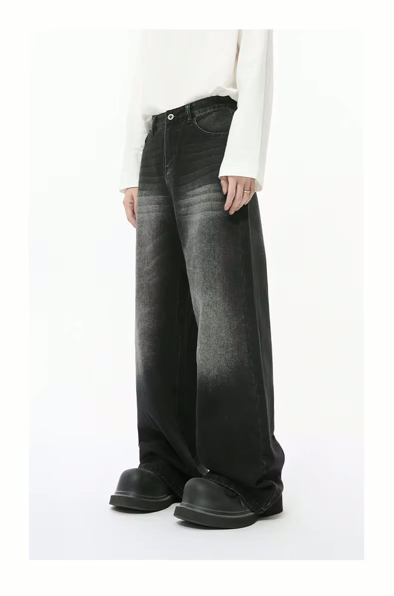 Loose Acid Wash Muti-Color Vintage Wide Legged Distressed Denim Pant Baggy