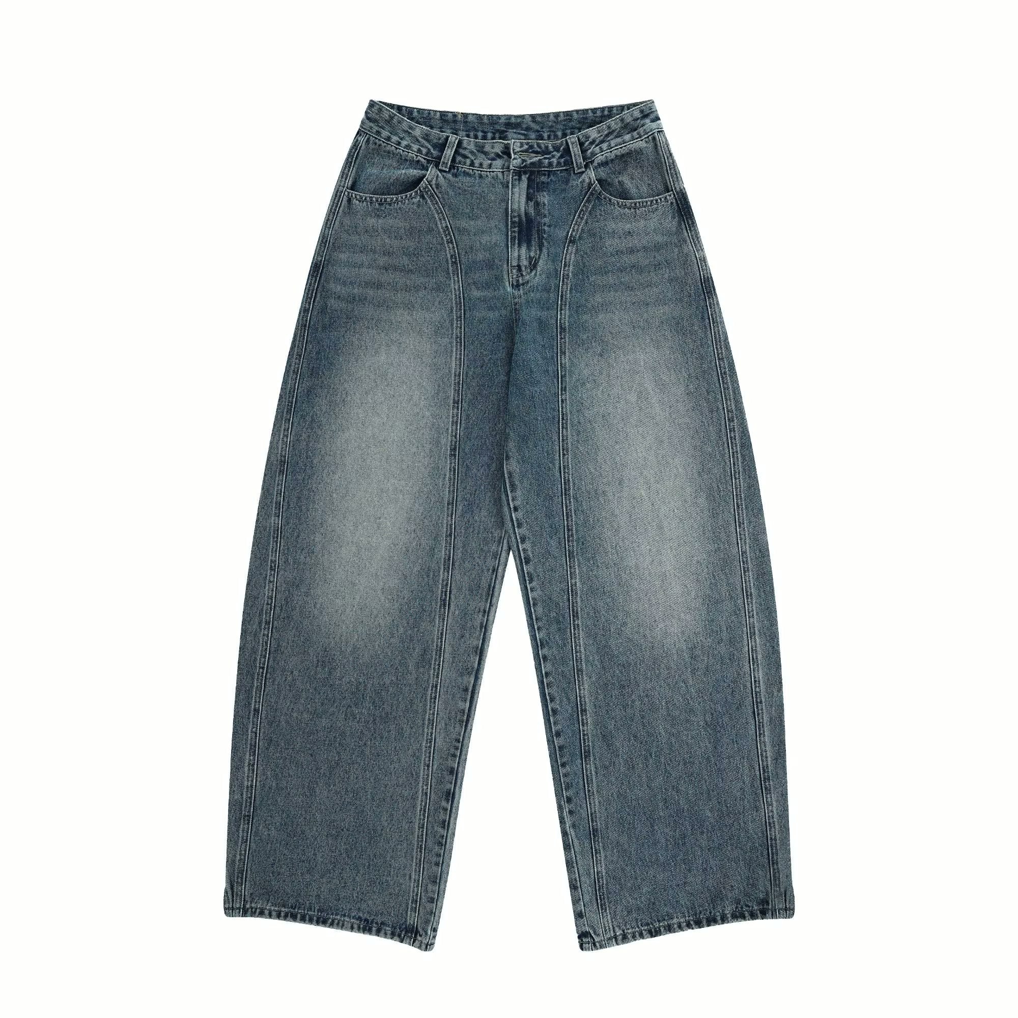 Vintage Y2K Jeans Men Straight Wide Leg Jeans Plus Size Unisex Loose Fit